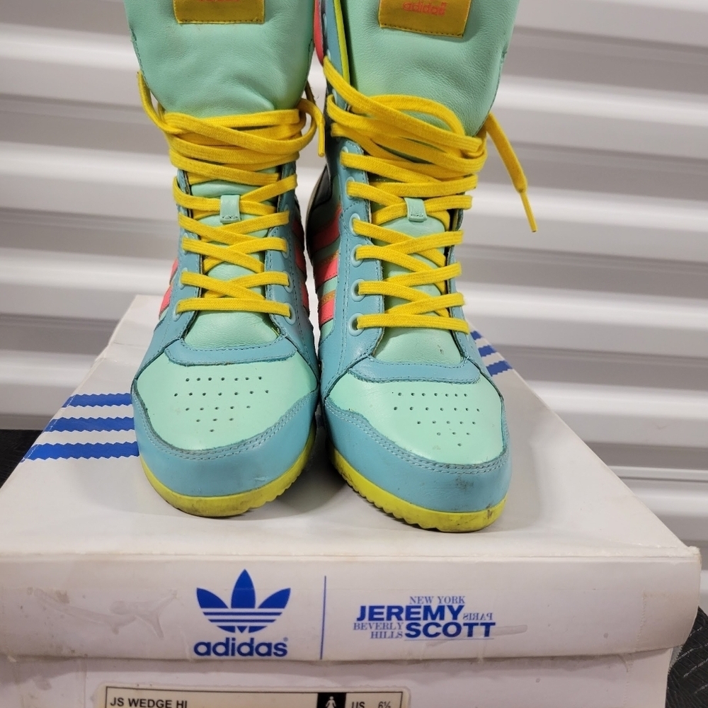RARE Jeremy Scott adidas Originals Women's Colorful Wedge Sneakers - Picture 3 of 4